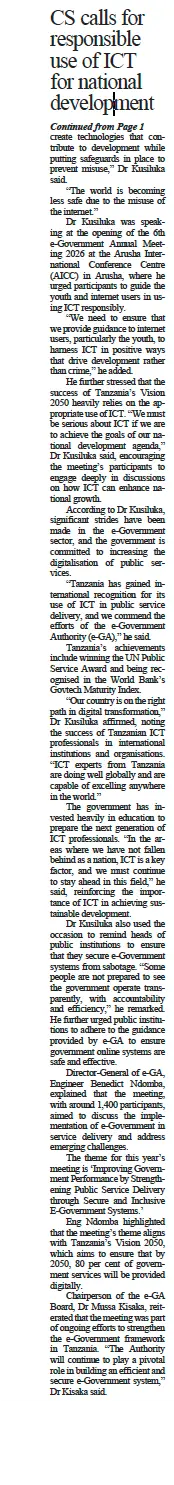 CS calls for responsible use of ICT for national development - Daily News