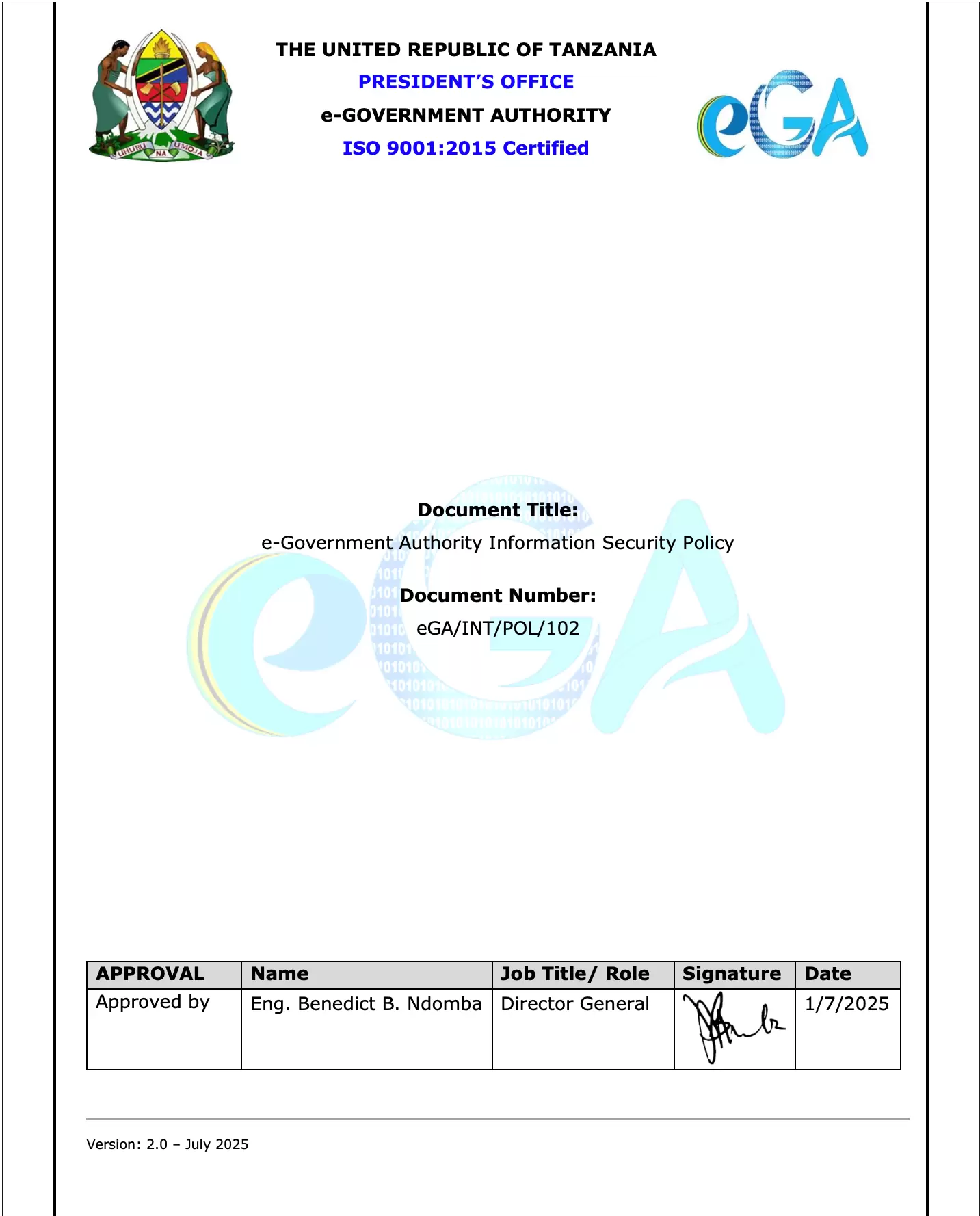 e-Government Authority Information Security Policy